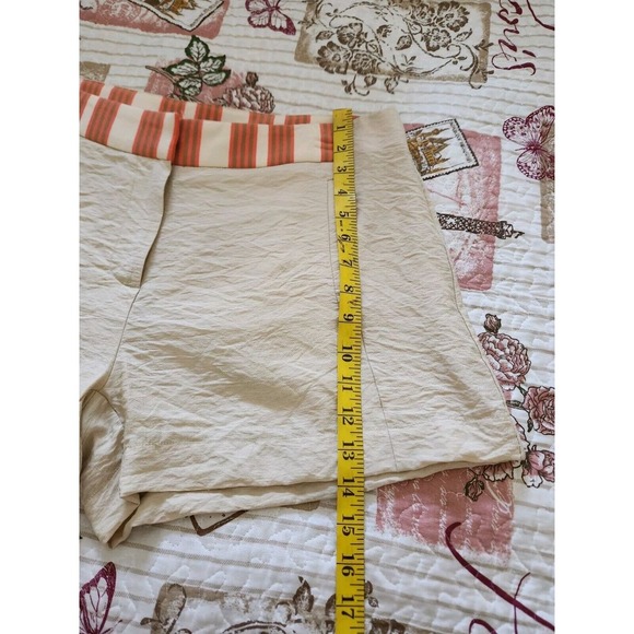 Mystree Women's Rayon Blend Chino Shorts Beige and Orange with Pockets Size L - Picture 7 of 11